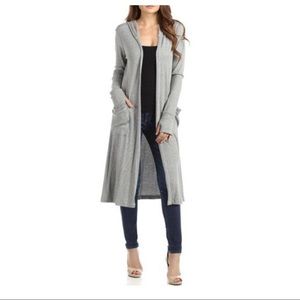 Ribbed Hoodie Duster Cardigan
